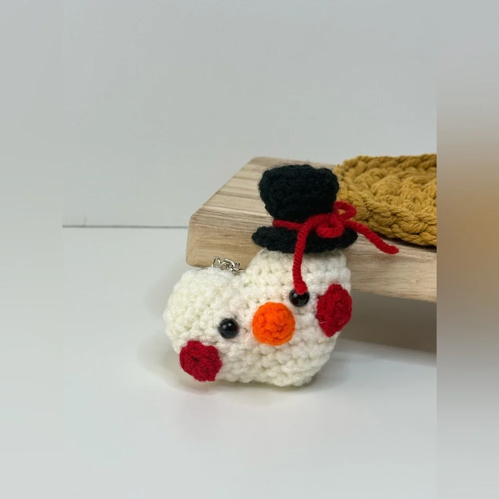 Snowman Amigurumi Keychain Key Charm Ornament Crochet